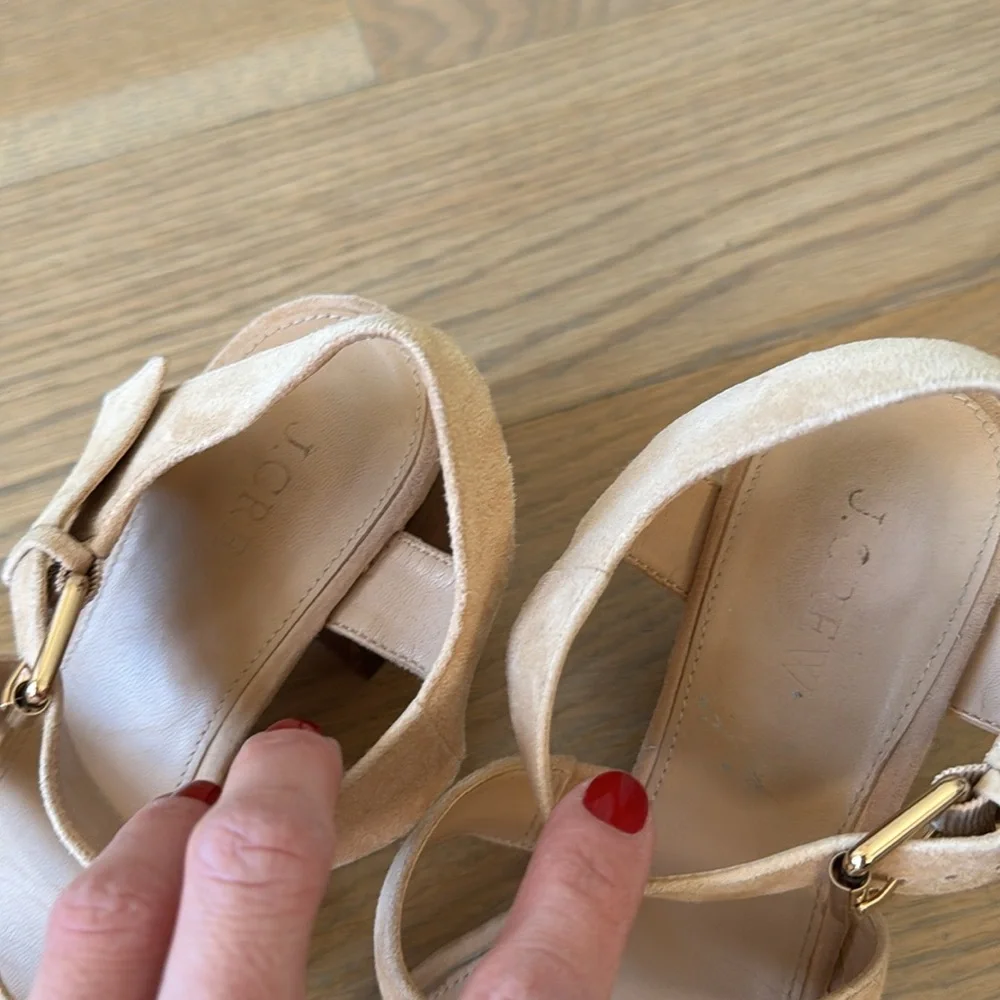 J.Crew Tan Suede Strappy Sandal with Wood Block Heel | Size 8.5 - Picture 3 of 11